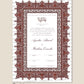 Personalised Luxury Nikkah Certificate - Afreen Red