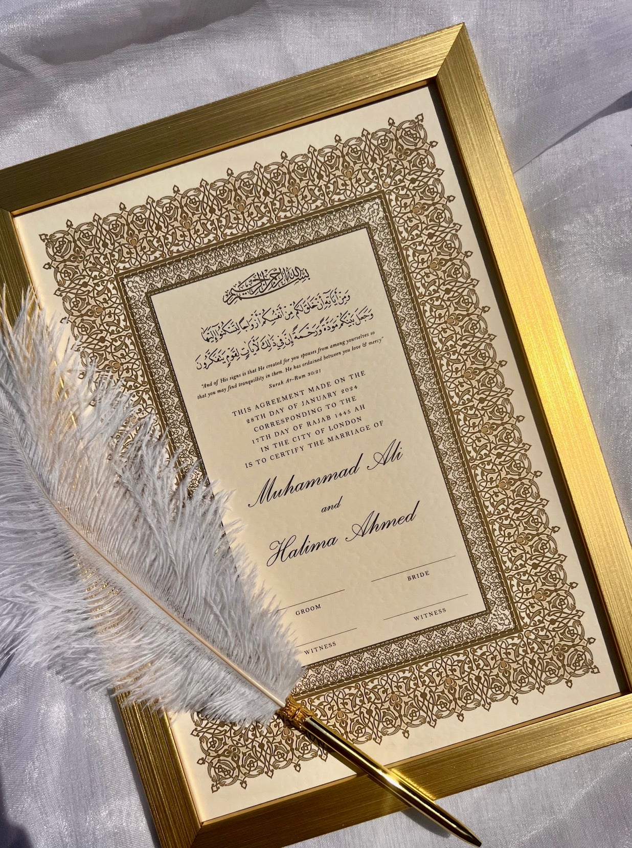 Personalised Luxury Nikkah Certificate - Juman