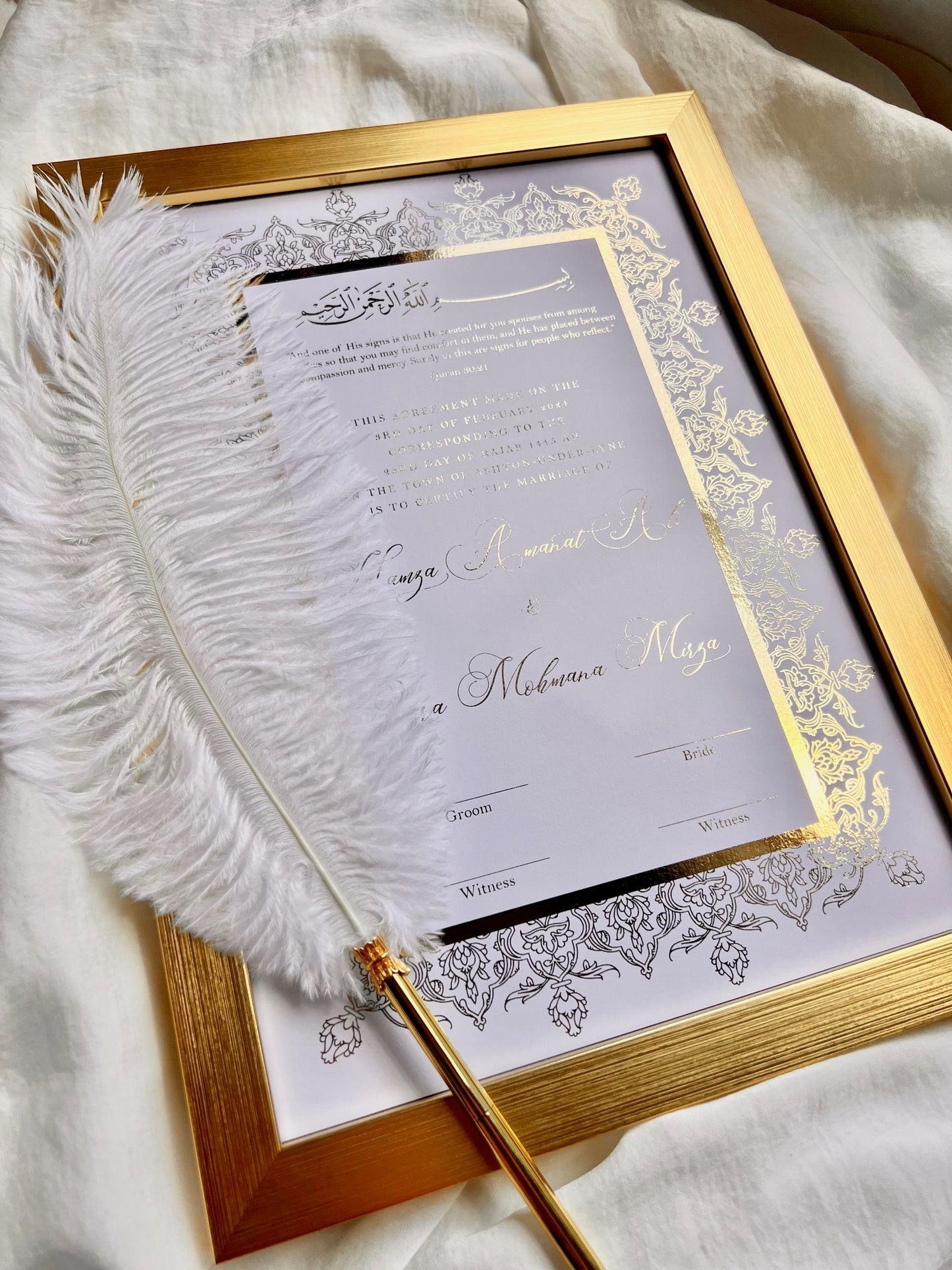 Personalised Luxury Nikkah Certificate - Aizaz (Foiled)