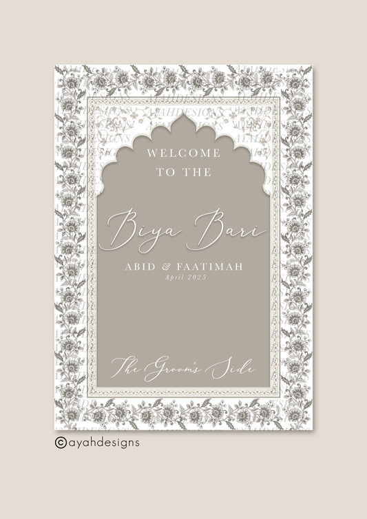 Minimalistic welcome sign, White and black, Neutral Welcome Sign, Quran verse, 
Elegant Intricate Nikkah Sign,  Islamic Wedding Welcome Sign, Mughal Arch, Engagement Pastel Green, Sage green welcome sign, Muslim Wedding, Nikkah Sign, Islamic Welcome Sign, Acrylic Sign, Modern Welcome Sign, Wedding Entry Sign