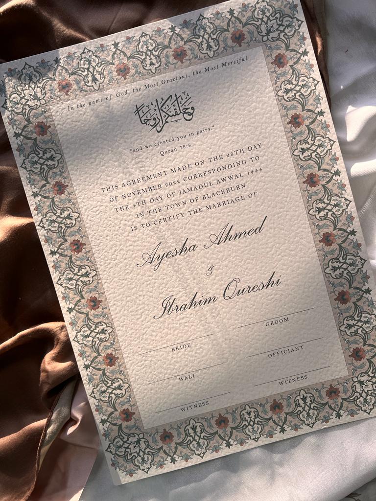 nikkah certificates