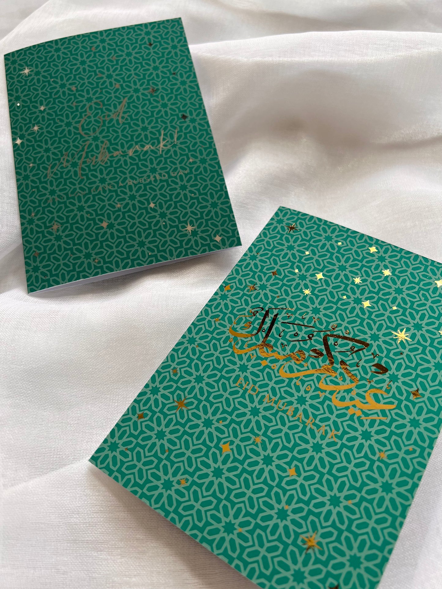 Luxury Teal Eid Cards - Foiled (Pack of 4)