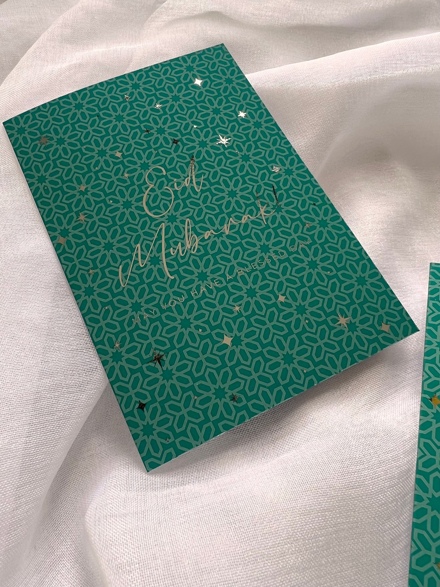 Luxury Teal Eid Cards - Foiled (Pack of 4)