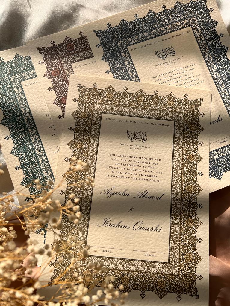 nikkah certificates 