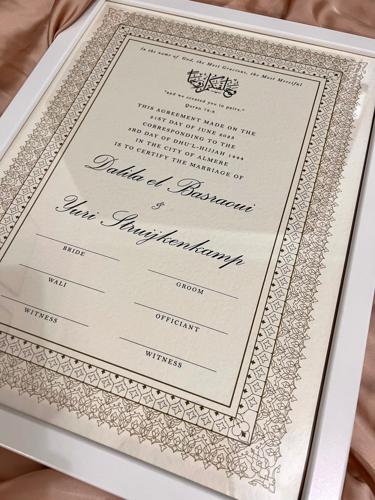 Personalised Luxury Nikkah Certificate - Baleeqh